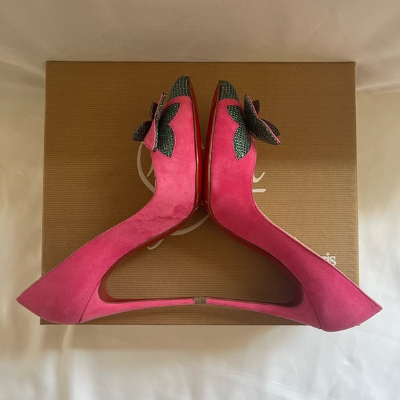 Christian Louboutin 100mm, pink suede pump. Size 37. True to size. - Picture 6 of 7